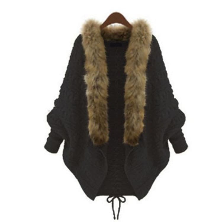 Women's knitted cardigan cape shawl wool-neck sweater coat
