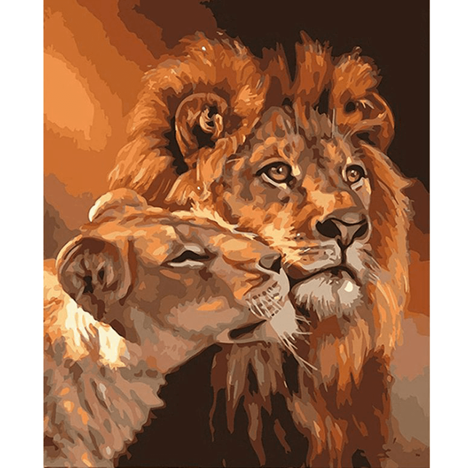RUOPOTY DIY Painting By Numbers Kits Canvas Painting Lions Animals Living Room Decoration Artwork Gift