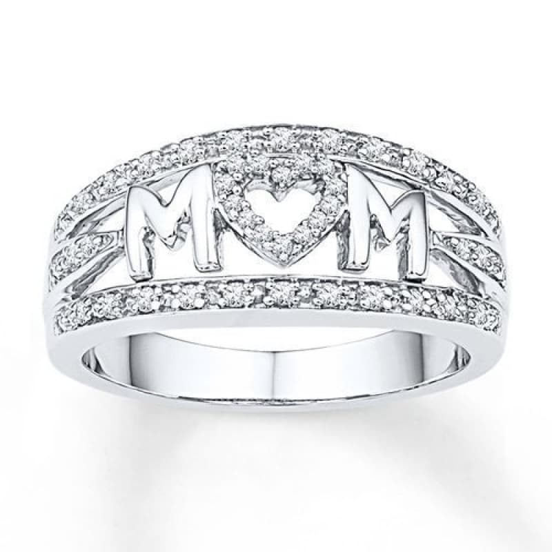 Mother's Day Gift MOM Mom Ring Diamond Heart Women's Ring Bright Fashion