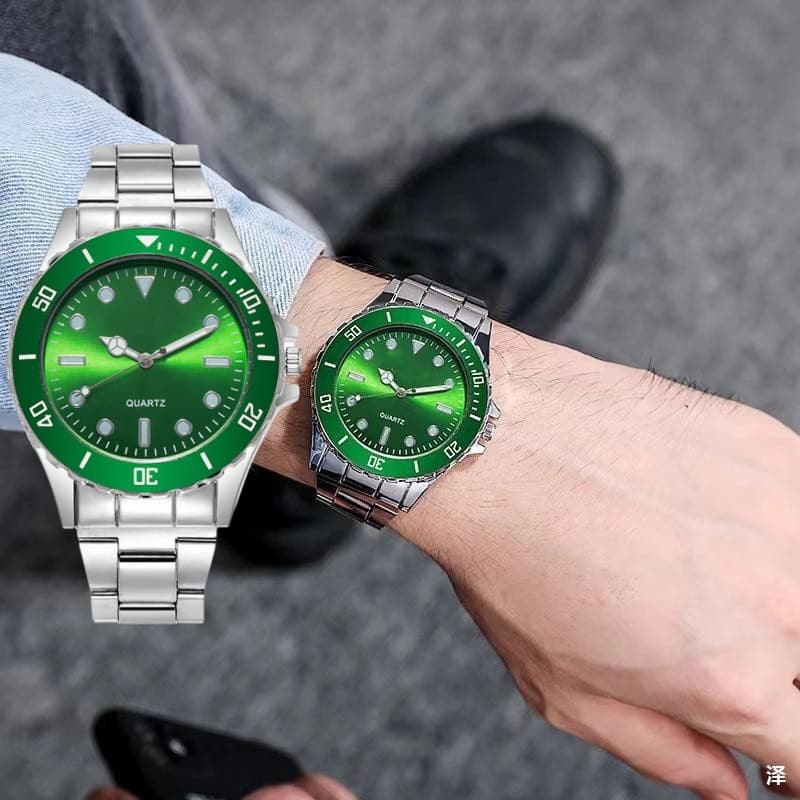Men's Watches Business Style, Luminous Quartz Watch, Live Broadcast, New Men's Watch, Genuine Calendar, Green Submariner Watch.
