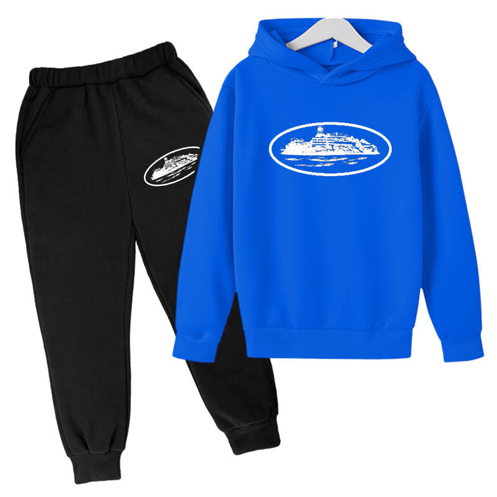 Ensemble deux pièces pour enfants, sweat-shirt à capuche ample, décontracté, en polaire, pour garçons et filles, automne et hiver