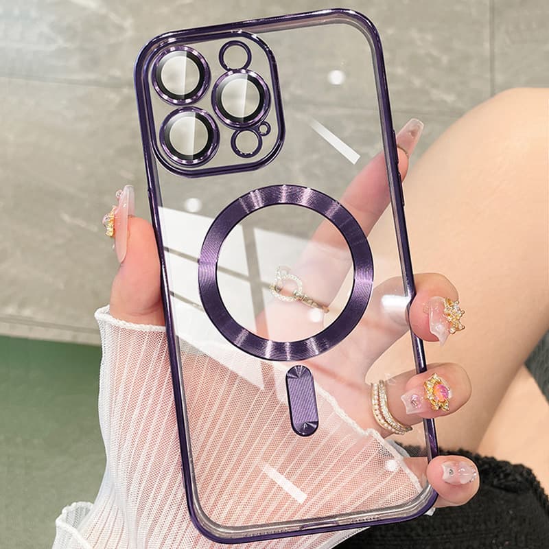 Luxury Fashion Plating Lens Protector Case For IPhone 11 12 13 14 15 16 Pro Max 16E 15Plus Silicone Camera Wireless Magnetic Charging Back Cover