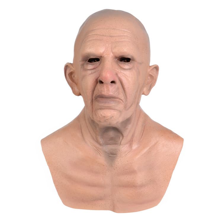 New Old Man Mask Latex Headgear Simulation Grandpa Bald Beard Wig Funny Horror Halloween