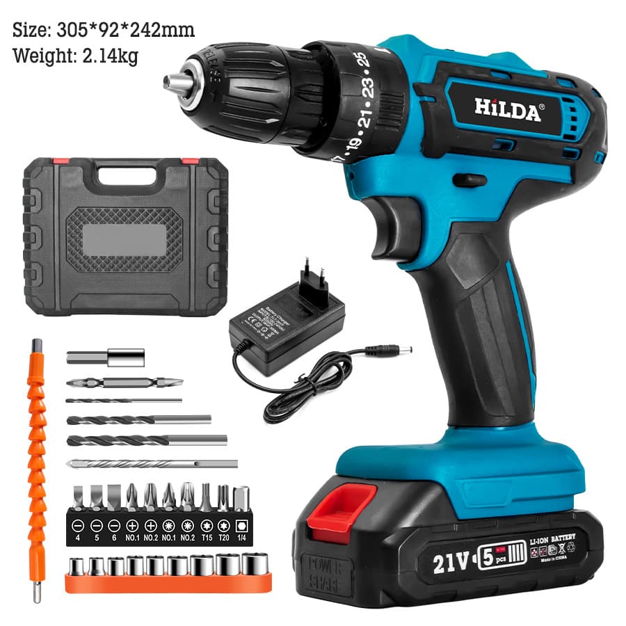 21V Brushless Cordless Drill – 2-Speed Adjustable Electric Drill For Home DIY, Wood & Metal Drilling (Lightweight, LED Light, 1-Year Warranty)