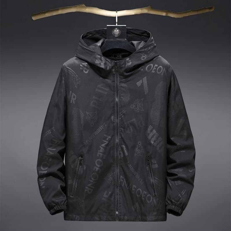 Men's Clothing spring and autumn thin jacket men 2024 new trendy brand hooded coat printed plus fat large size men's jacket