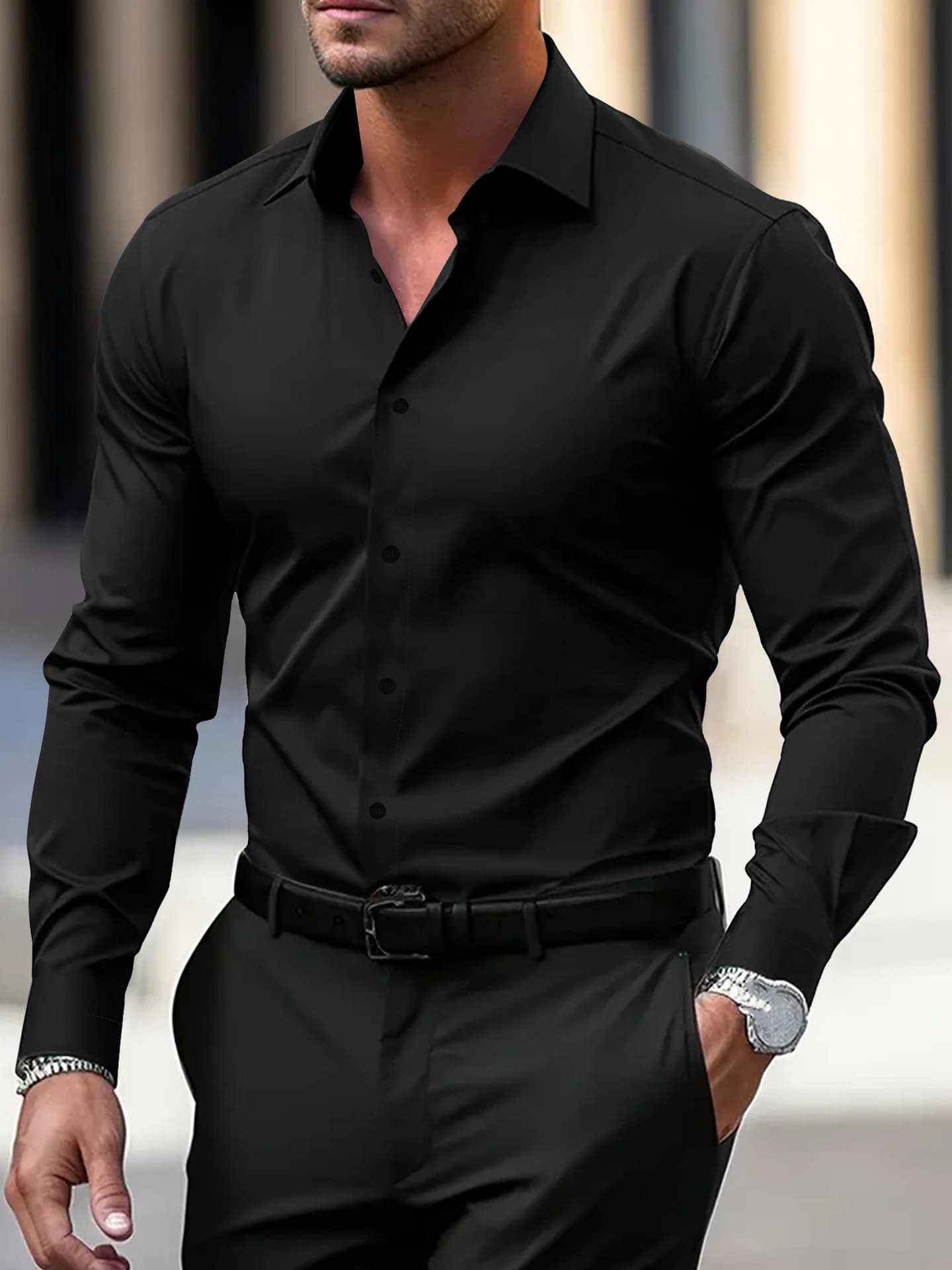Chemise blanche à manches longues pour homme, vêtement de travail, coupe slim, grande taille, style professionnel, printemps et automne