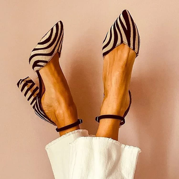 Women's High Heel Sandals Zebra Print Open Toe Chunky Heel Fashion Shoes For Spring & Summer"