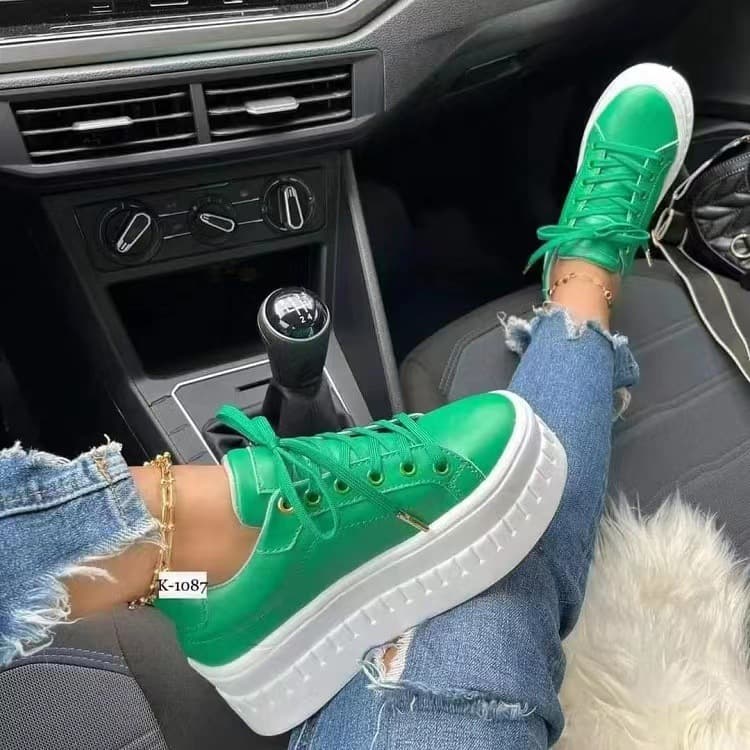 Large Size Single Women's Casual Rubber Shoes Round Toe Thick Sole Synthetic Upper No Shoe Box