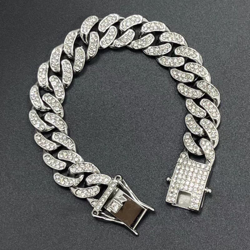 Hot Selling 13mm Cuban Chain Bracelet Quality Alloy Diamond Men's And Women's Bracelet Hip Hop Jewelry