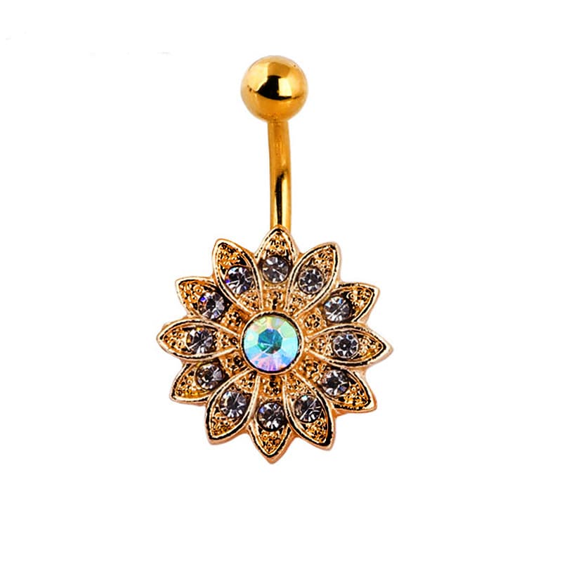 hot belly button ring flower-shaped belly button buckle human body piercing jewelry umbilical decoration umbilical ring 3 colors optiona