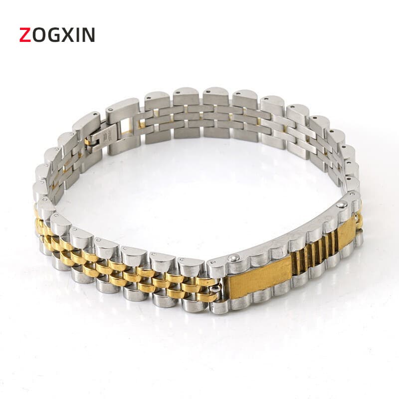 fashion men's watch chain INS stainless steel gold men's domineering titanium steel bracelet