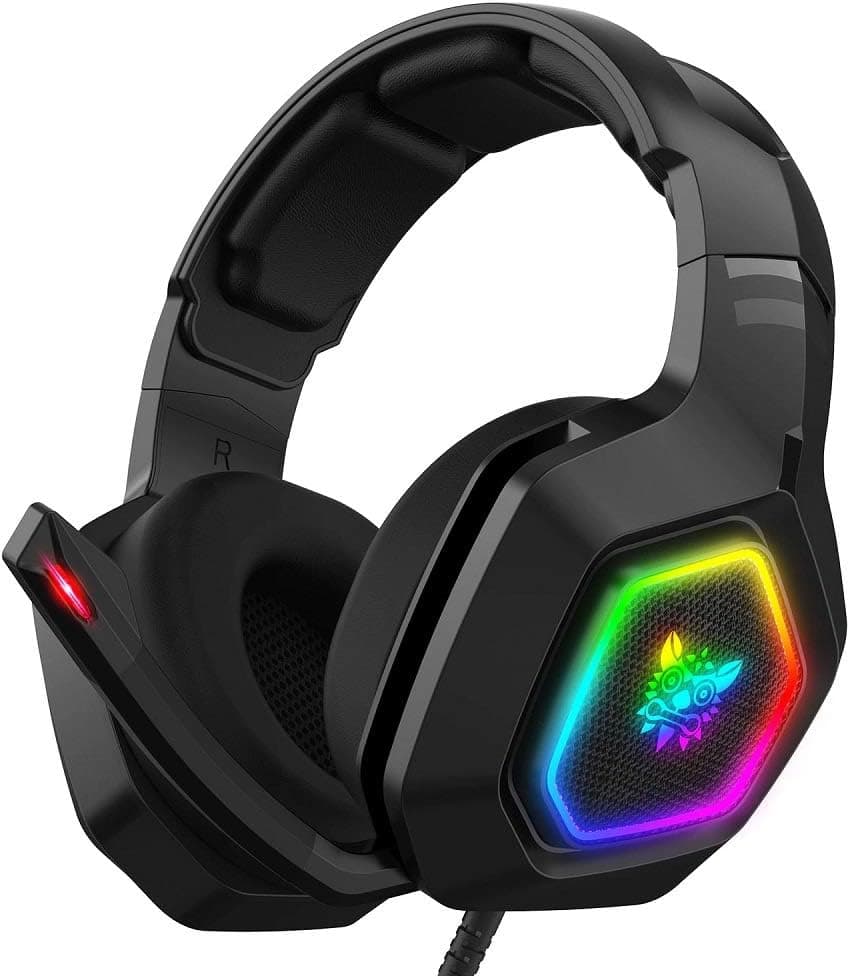 Gaming Headset Microphone, For PS4 PS5 Xbox One PC RGB Lights, With Noise Reduction 7.1 Surround Sound Over-Ear And