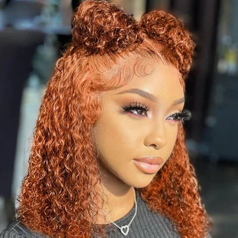 Short Curly Ginger Orange Human Hair Wigs for Black Women