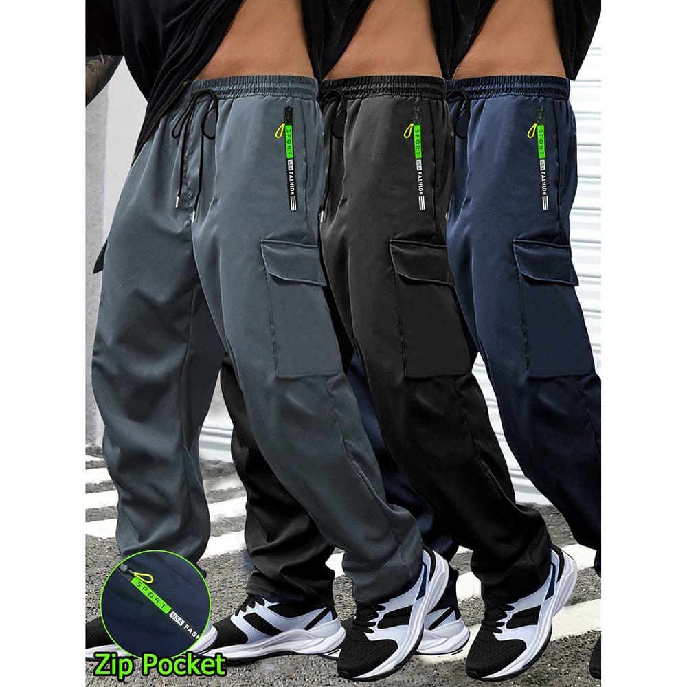 ​​Men's Loose Fit Casual Work Pants – Trendy Straight Leg Trousers In Black, Tibetan Blue, Army Green & Dark Gray (S-XXXL