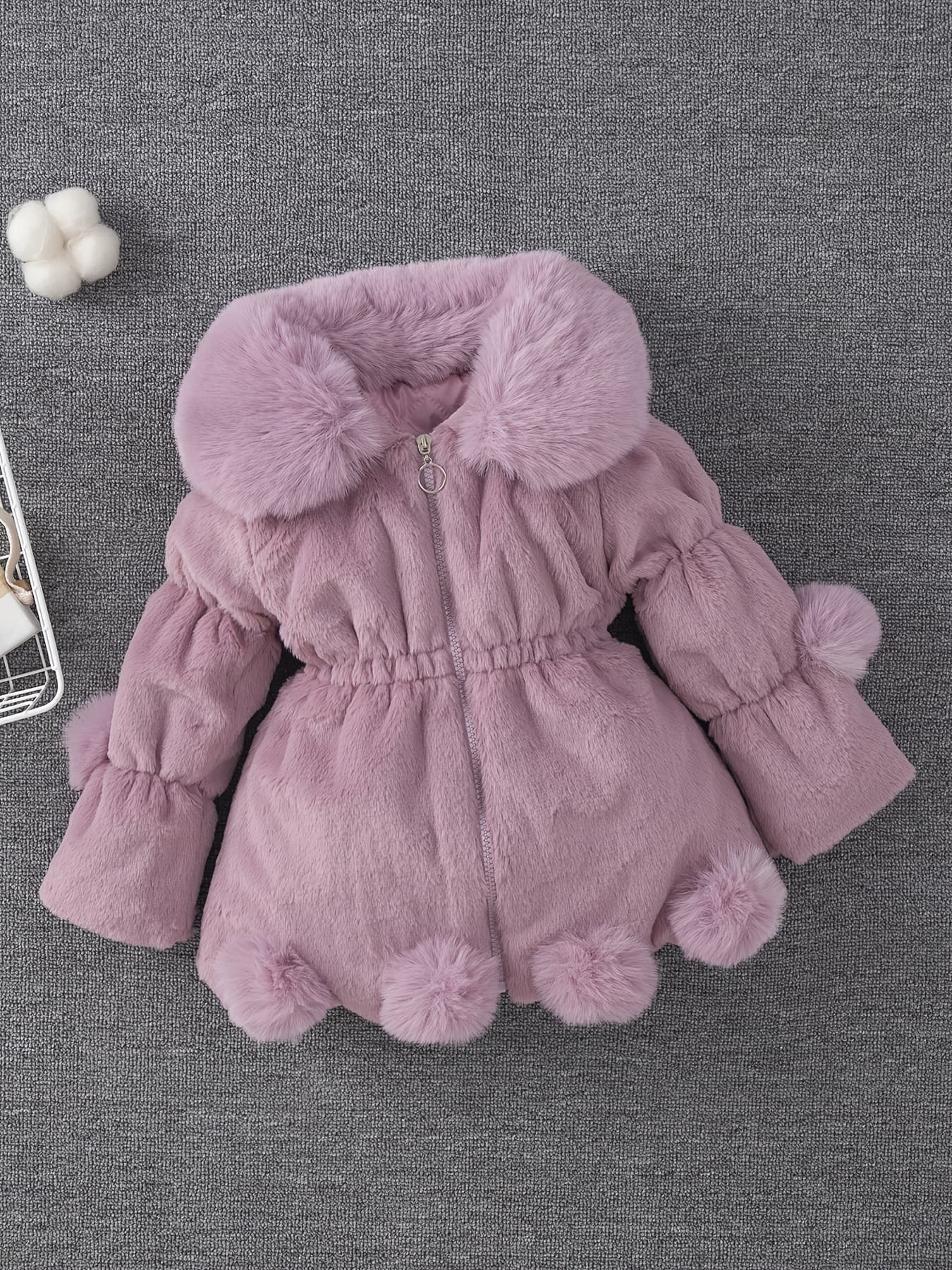 ALYCExiyuebaobao Commerce extérieur Automne Hiver Nouveau Manteau Fille Style Coréen Pull en Fourrure Oreilles de Lapin Veste Matelassée Épaisse