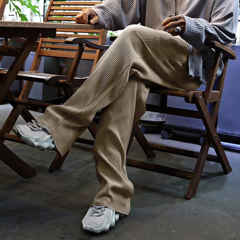 Men's Clothing 2025 Spring And Autumn Men's Casual Trousers High-end Loose Straight Trousers Wear Striped High Waist Wide-leg Trousers