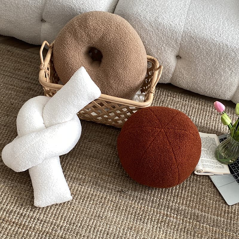 Non-Standard Shape Sherpa Pillow - Ultra Soft Fluffy Decorative Cushion For Sofa Bed & Chair (Ergonomic Lumbar Support Hypoallergenic 16x16 Inches)