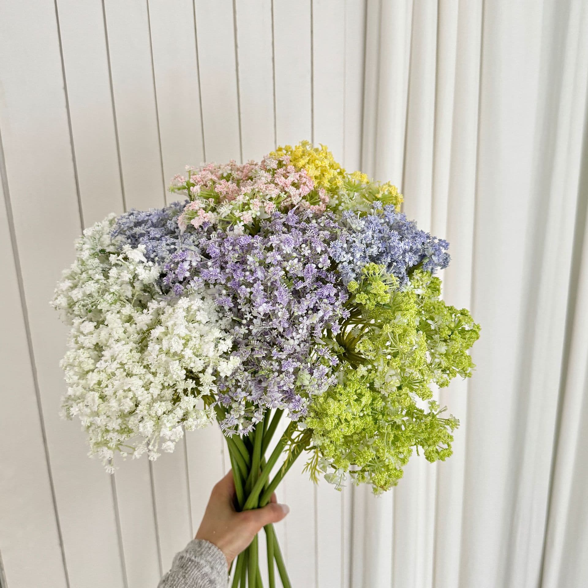 Elegant Lace Foam Flower Stems - 90cm Artificial Floral Arrangements For Wedding Decor, Home Styling, And Photography Props Blue, Green, Purple
