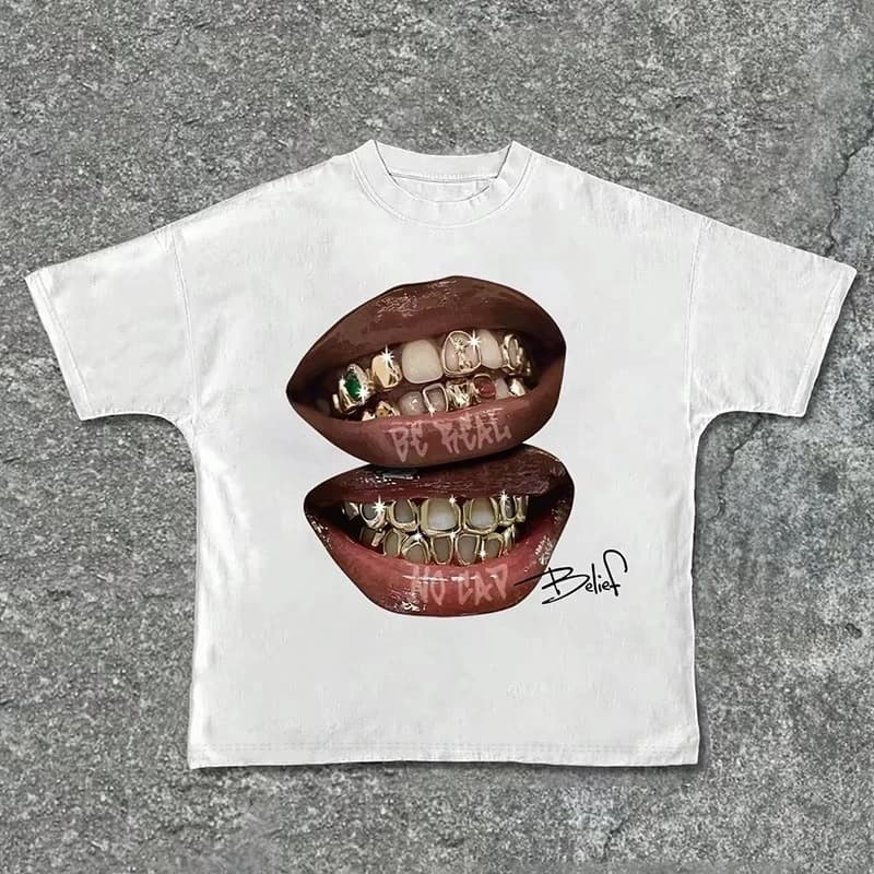 Men's Clothing Retro American Hip Hop Style Cotton Crew Neck T-Shirt Short Sleeve Fashion Top