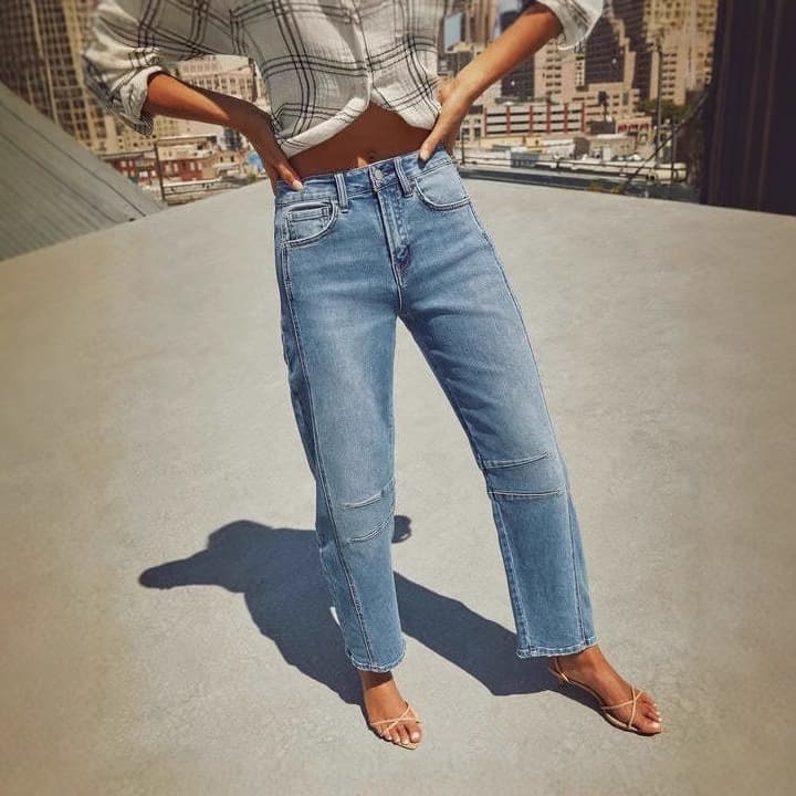 Casual loose mid rise straight cut women's washed fashion jeans Cross border foreign trade European and American JEANS