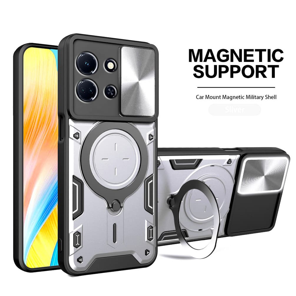 Metal Ring Camera Protect Case for Infinix Note 30 5G Note 30 Pro Note 12 Pro Hot 30i Hot30 Armor Hybrid Rotating Holder