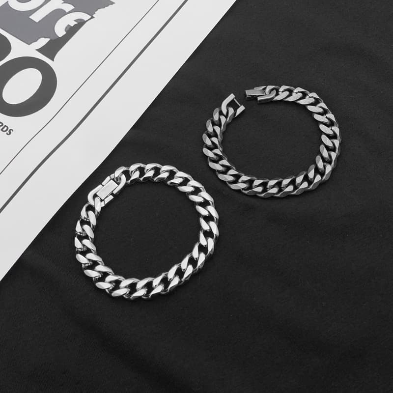 Retro Titanium Steel Hip Hop Chain Simple Personality Couple Cold Style Bracelet Men And Women Trendy Wide Cuban Bracelet