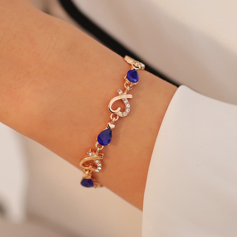 Heart-Shaped Crystal Bracelet For Women Zircon Rhinestone Bangle Full Diamond Jewelry