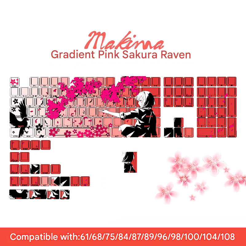 Clavier Wooting Macchiato Sakura Girl, gravure latérale originale, translucide, contour des touches, sublimation