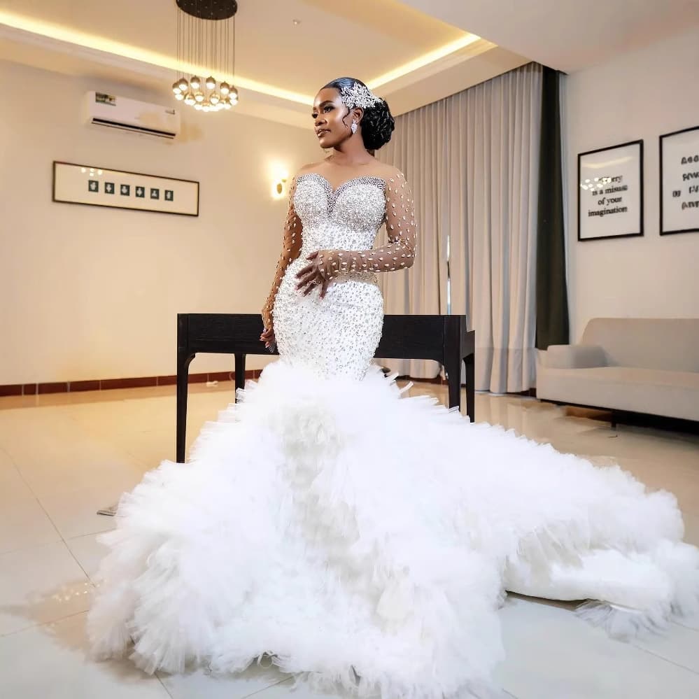 Women's Clothing Strapless Off-The-Shoulder Wedding Dress European American Style Light Luxury High End Bridal Gown New Spring Collection