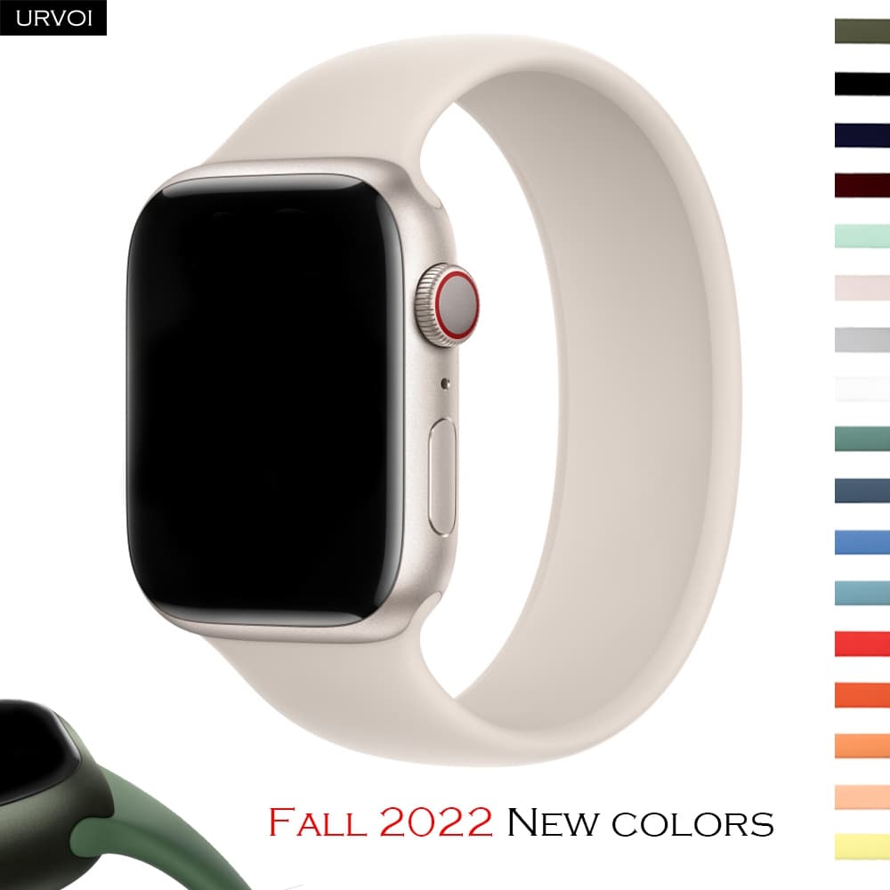 URVOI solo loop for Apple Watch Ultra sport band series 8 7 6 SE 5 4 3 2 1 silicone rubber strap for iWatch stretchable