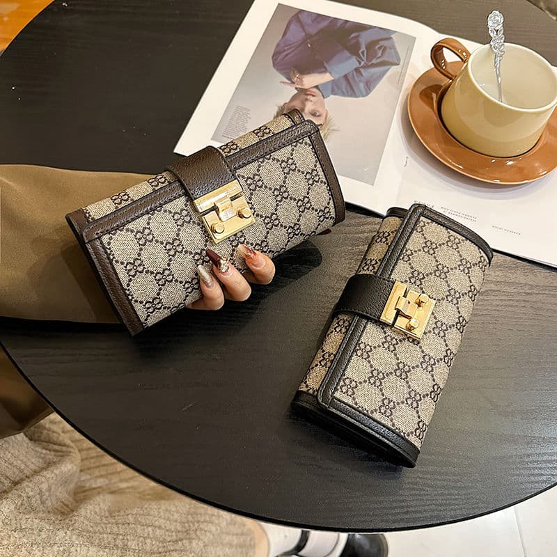 Beauty For Women 2024 New Short, High Quality, Multi Card, Triple Folding Lock Buckle, Handheld Long Wallet