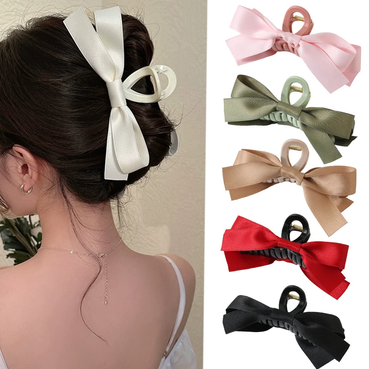 Guanyang cross-border hot-selling sweet bow clip Korean high-end large hair shark clip hair accessories