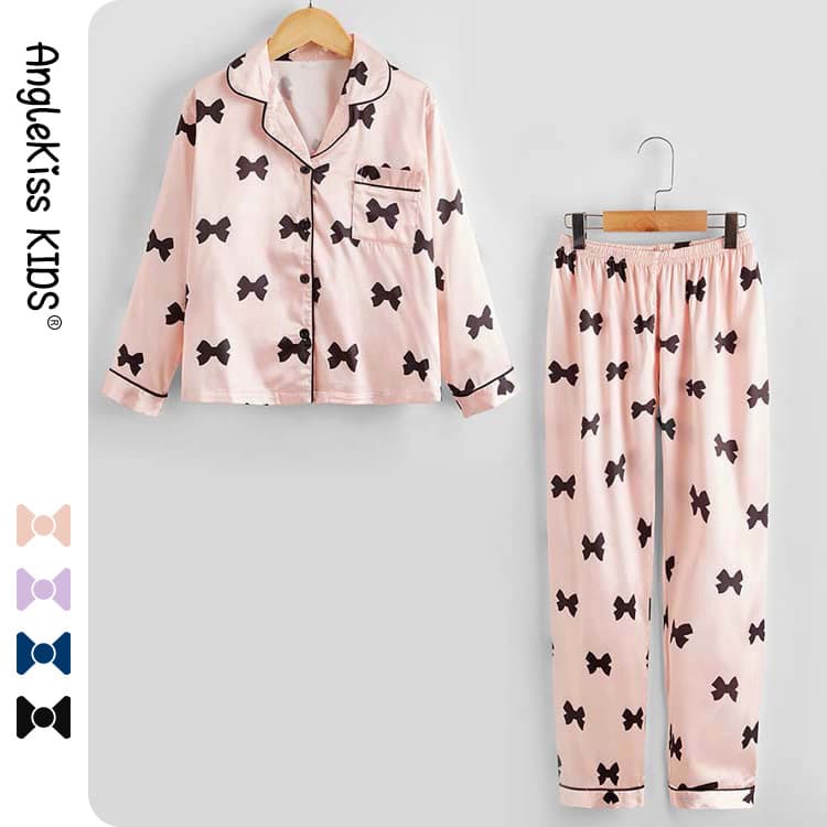 Children's Pajamas Set Autumn Imitation Silk Color Ding Long Sleeve Girls' Homewear Two-piece Children's Suit