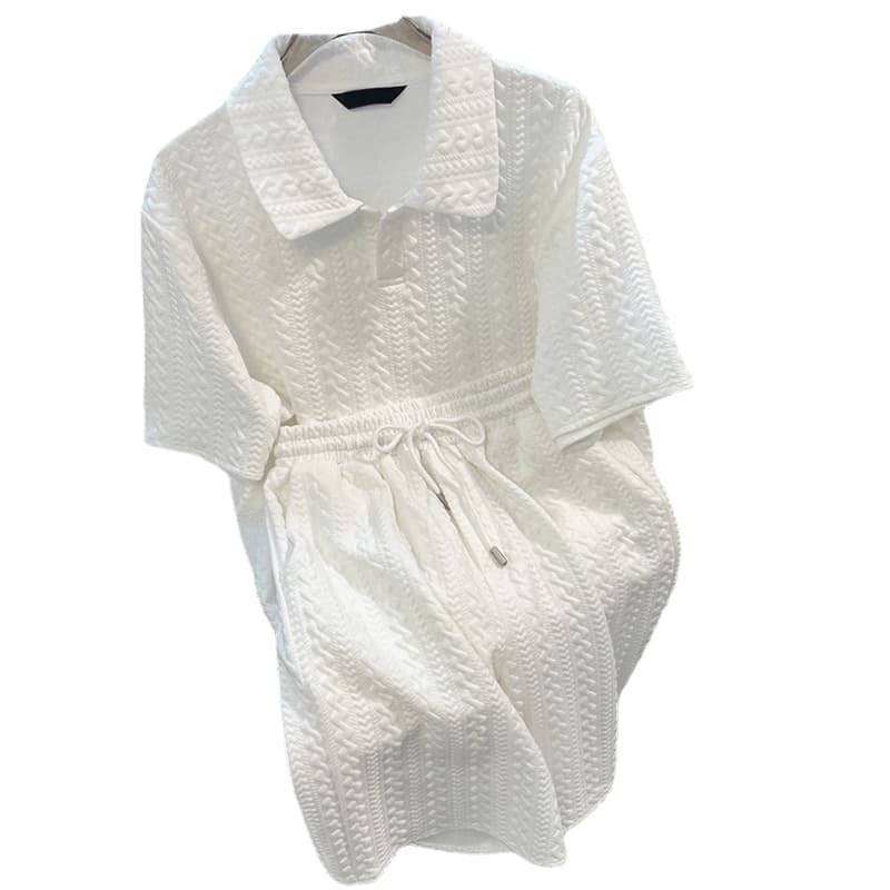 Ensemble t-shirt ample d'été 2 pièces pour homme - Tenue décontractée respirante à manches courtes en blanc