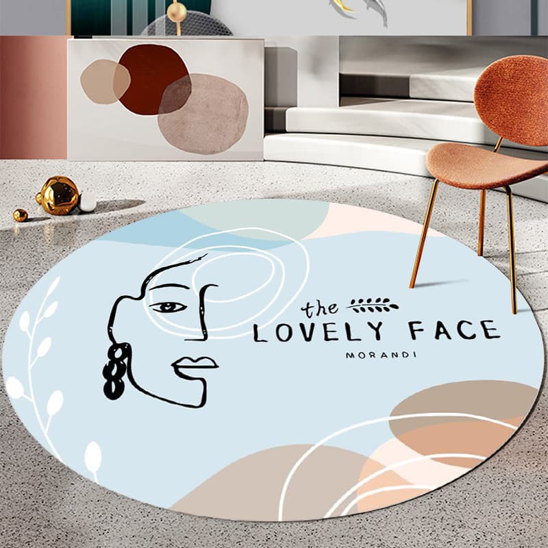 Small fresh living room sofa round mat Nordic light luxury bedroom carpet 3d printing basket mat round bed mat