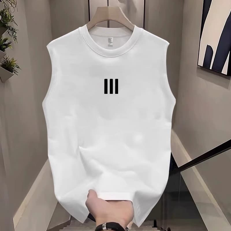 Men's Clothing Summer Loose Outer Wear Sleeveless T Shirt Boys Casual Wide Shoulder Waistcoat Top