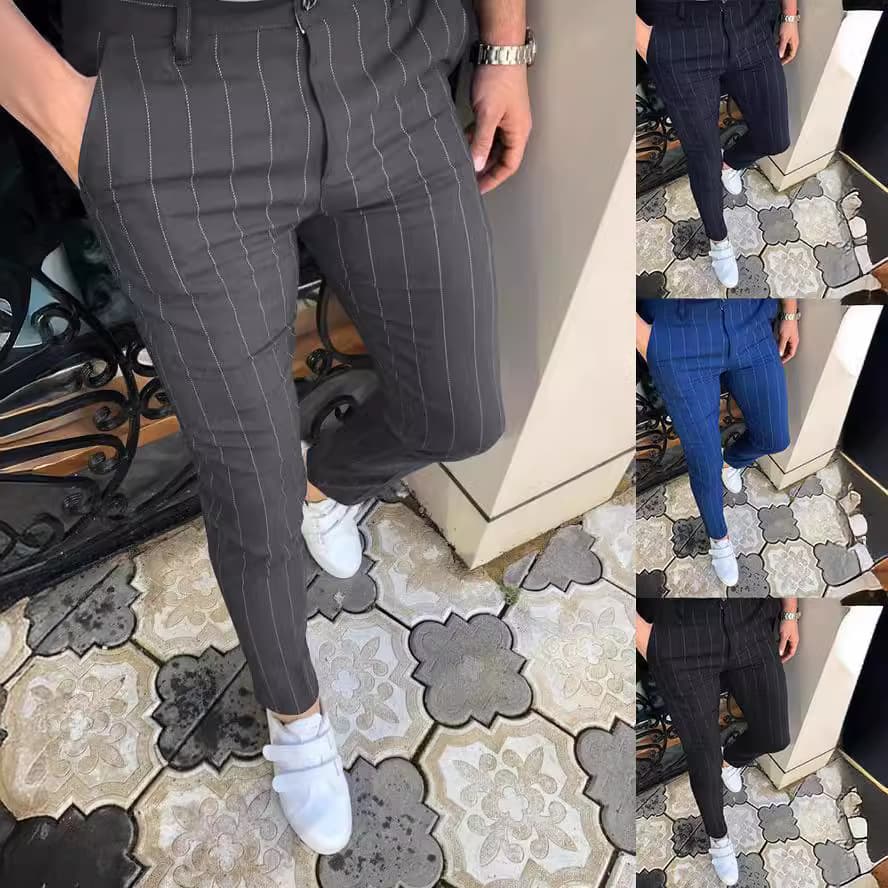 Men's Clothing Business Dotted Stripes Digital Printing Casual Slim Fit Pants