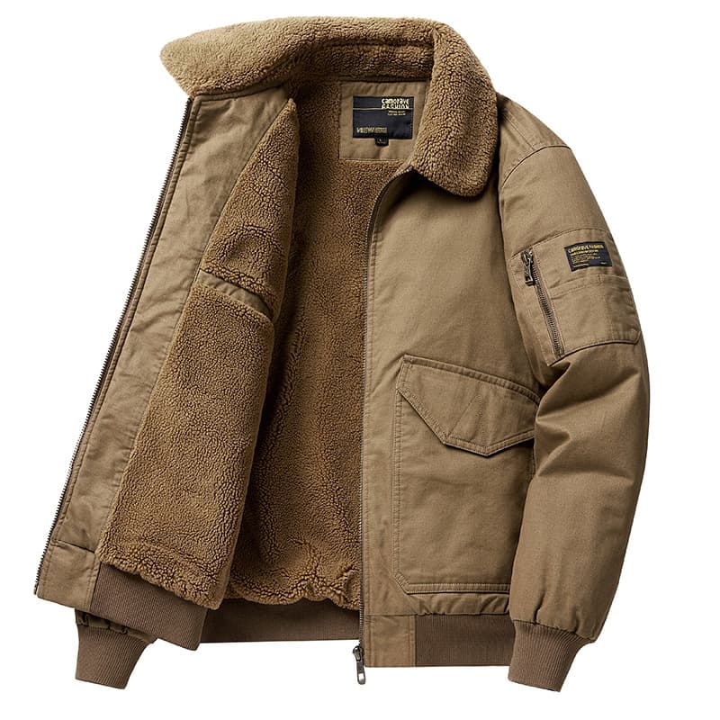 Men's Clothing Wool and cotton bomber jacket for men winter plus velvet thick warm cotton casual workwear coat