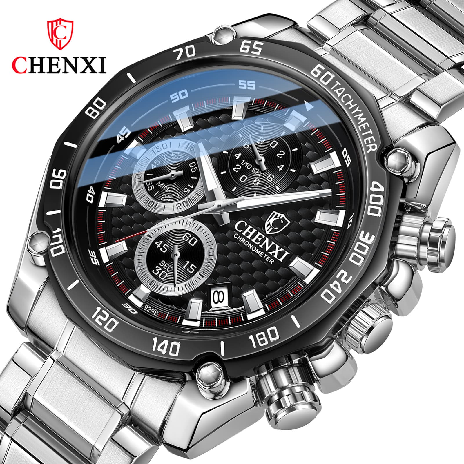 Multifunctional True Three Eyes Six Hands Calendar Dawn Men's Steel Band Classic Cool Fashion Sports Quartz Watch