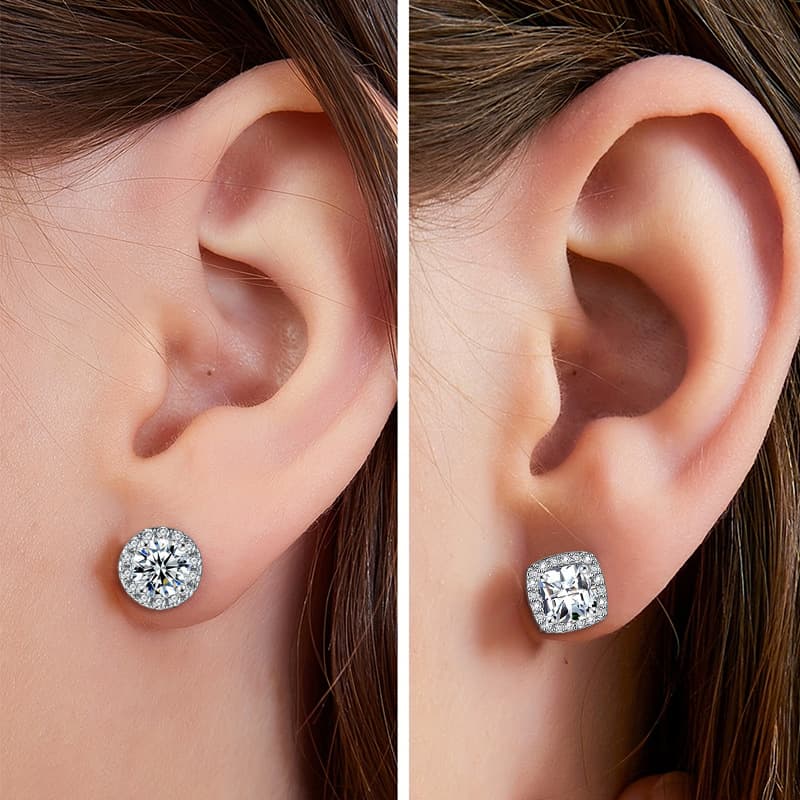 Women's Jewelry Cubic Zirconia Stud Earrings Set Round Square Minimalist Elegant Earrings Hypoallergenic Lightweight, Daily Wear & Special Occasions