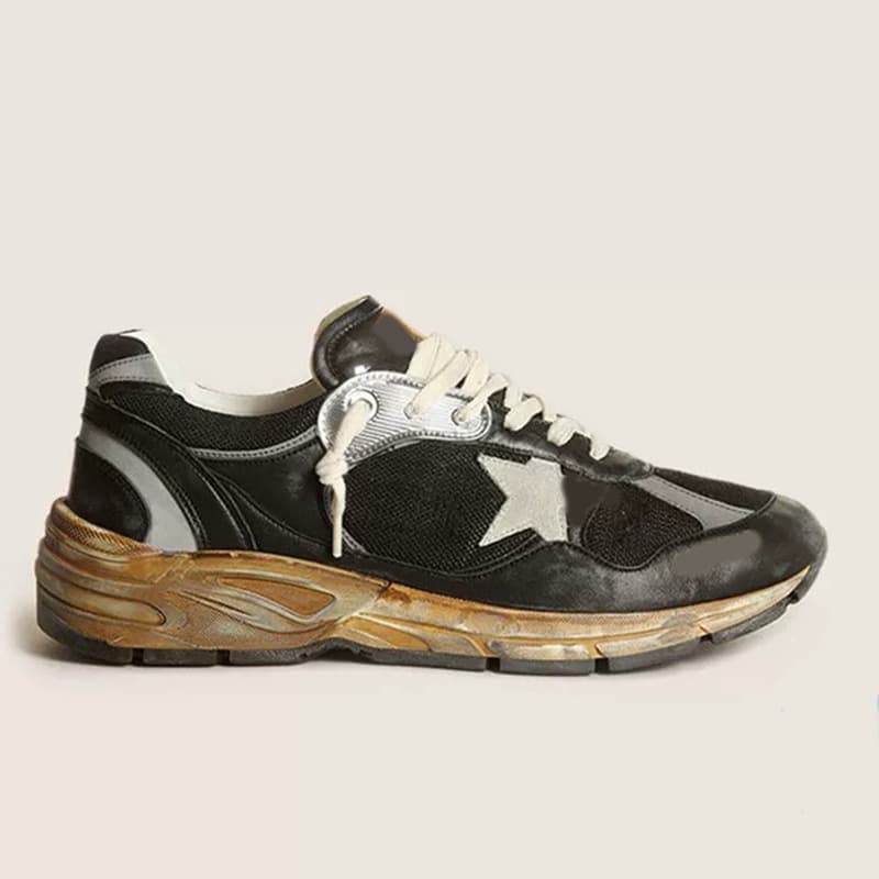Baskets vintage en cuir véritable, style da papa, en forme d'étoile, à lacets et semelle épaisse, modèle 2026.