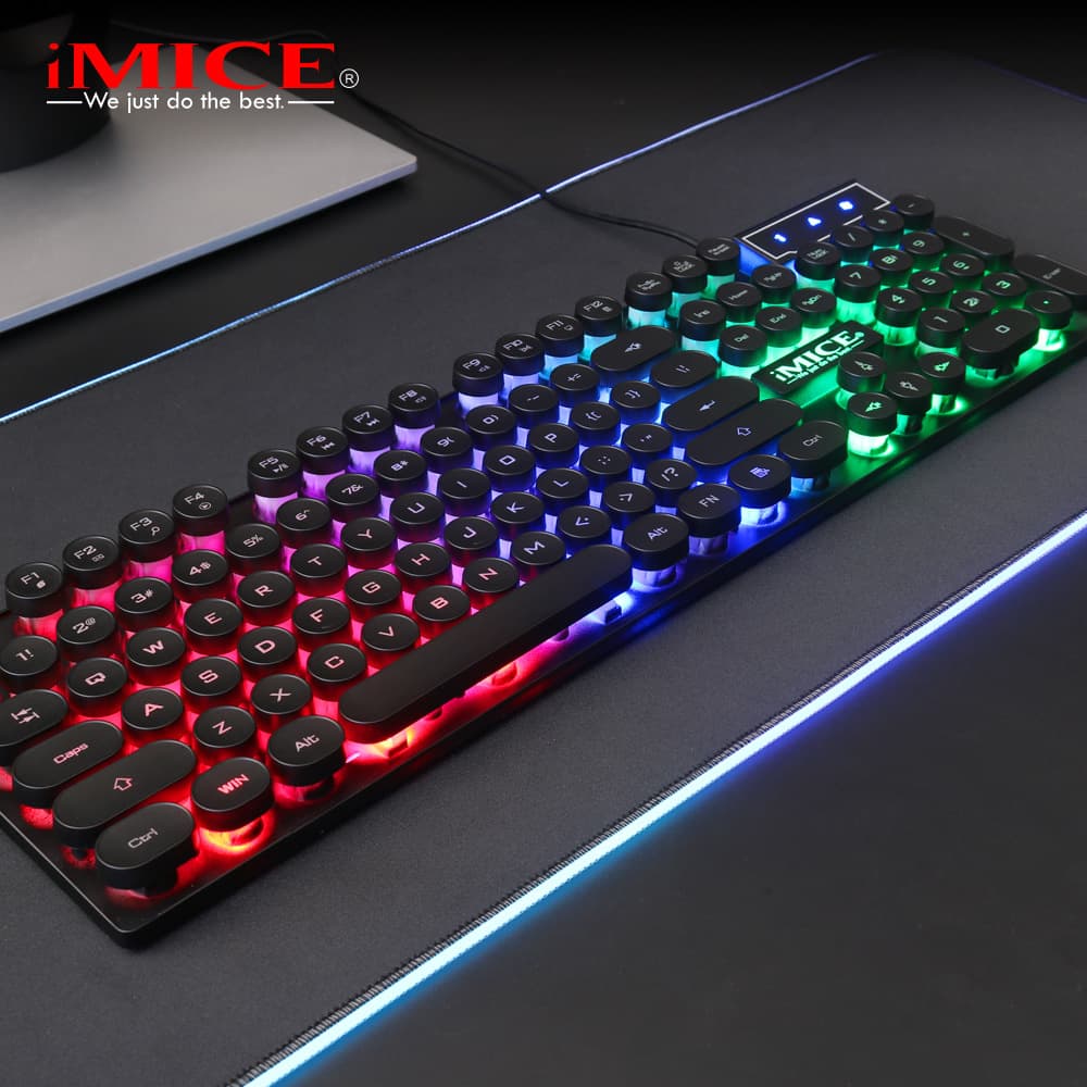 IMICE Direct USB Desktop Punk Mechanical Touch Suspended Round Hat Esports Glow Game Keyboard