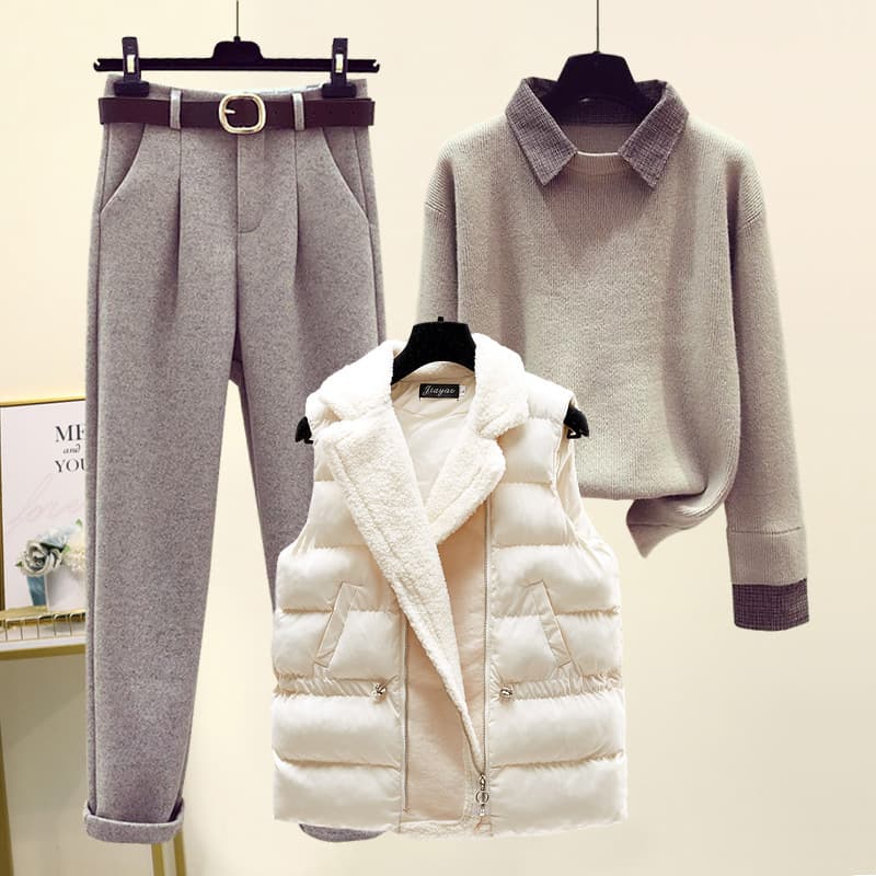 Women's Clothing autumn and winter new Korean style down cotton vest women's short loose cotton vest women's waistcoat lamb wool vest women