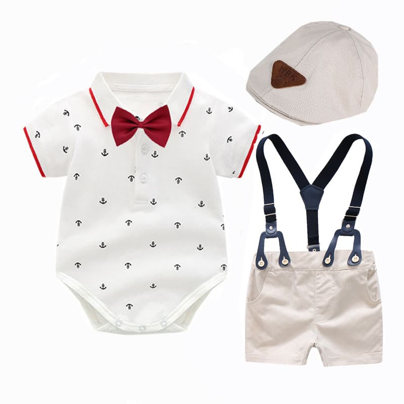 Mother&Kids Summer baby clothing children climbing clothes triangle clothes + hat multi-piece gentlemen's clothing