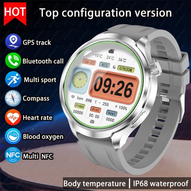 Montre connectée Huawei 1,85 pouce pour hommes, étanche, avec boussole, suivi GPS, NFC, Bluetooth, appels