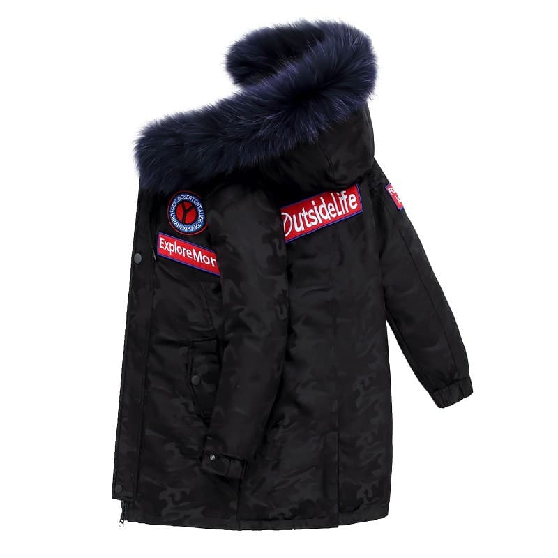 Kid's Clothing Mid Length And Large Children's Winter Clothes, Camouflage Jackets For Little Boys, Thickened And Fashionable, Off Season