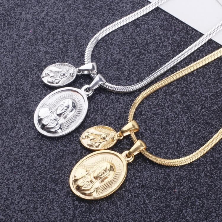 Necklace Men Necklace Hip Hop Cuban Chain Versatile Hip-Hop Trendy Brand Virgin Mary Cross Necklace Titanium Steel Dragon Bone Unisex Pendant Accesso