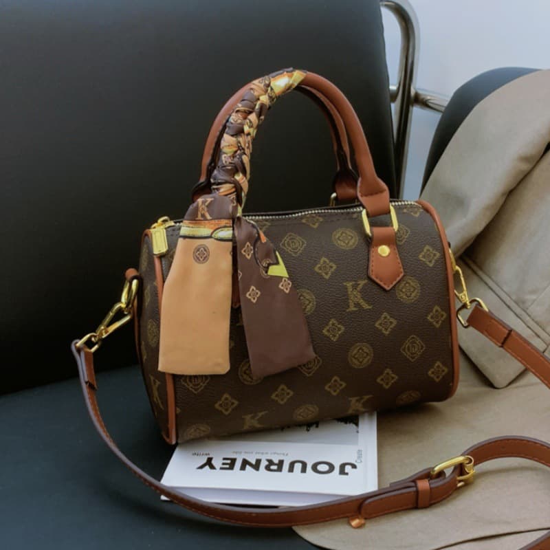 Stylish Boston Crossbody Bag For Women - Vintage Floral Print PU Leather Small & Large Shoulder Bag With Adjustable Strap​