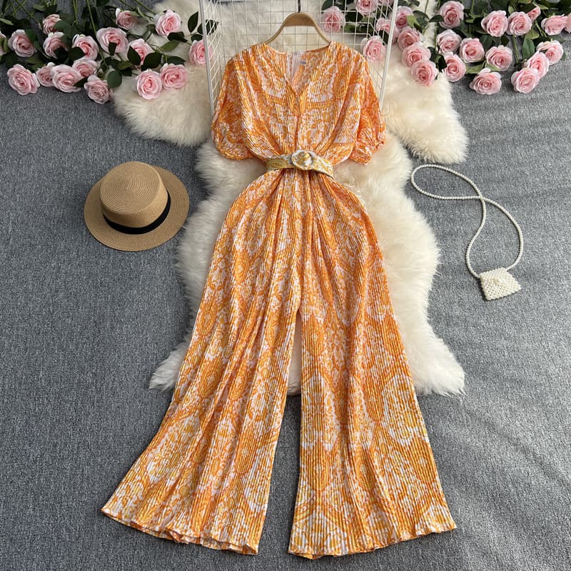 Women's high waist slim fashion casual loose wide leg straight trousers