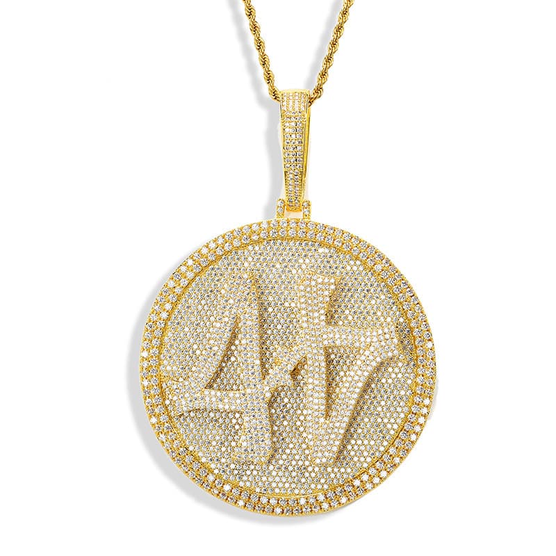 Cross-Border European And American New Style 44 Micro Inlaid Zircon High-Quality Solid Trendy Men's Hip-Hop Pendant